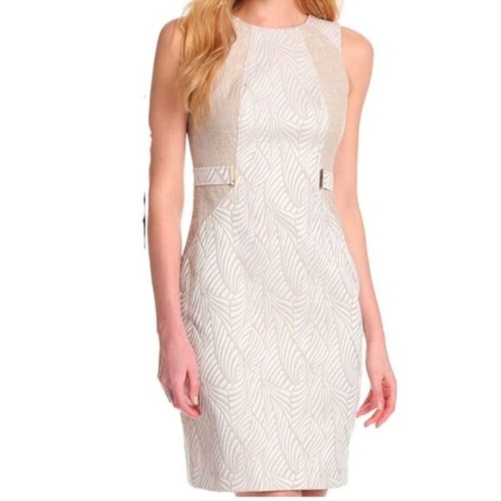 DANA BUCHMAN Beige and Cream Sleeveless Dress Women’s 6